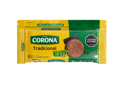 Chocolate Corona Tradicional 450G 18 Pastillas