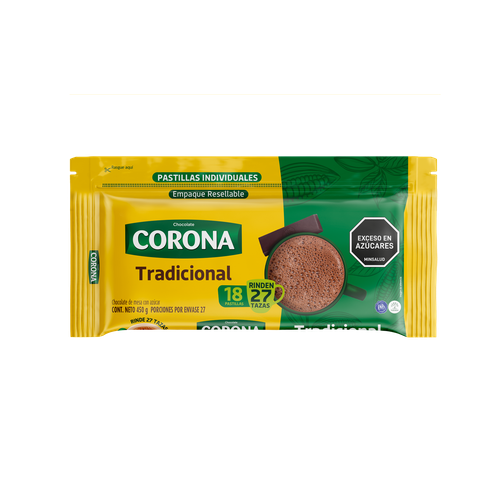 Chocolate Corona Tradicional 450G 18 Pastillas