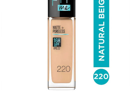 BASE LIQUIDA MAYBELLINE FIT ME MATE +PORELESS.FDN 220 NATURAL BEIGE