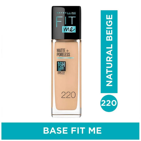 BASE LIQUIDA MAYBELLINE FIT ME MATE +PORELESS.FDN 220 NATURAL BEIGE
