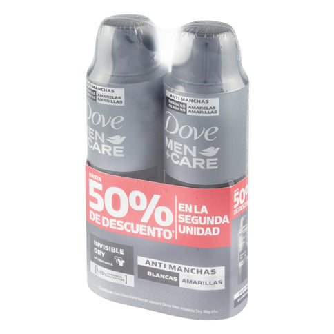 2 Desodorante Dove Spray Men Care 89Gr. 50% Descuento Segunda Unidad