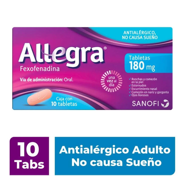 Allegra 180 Mg 10 Tabletas