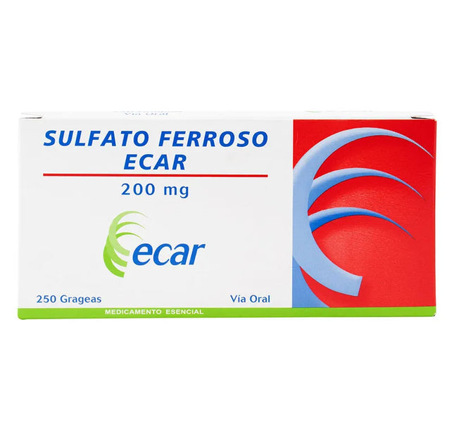 Sulfato Ferroso 200 Mg 250 Grageas Ecar