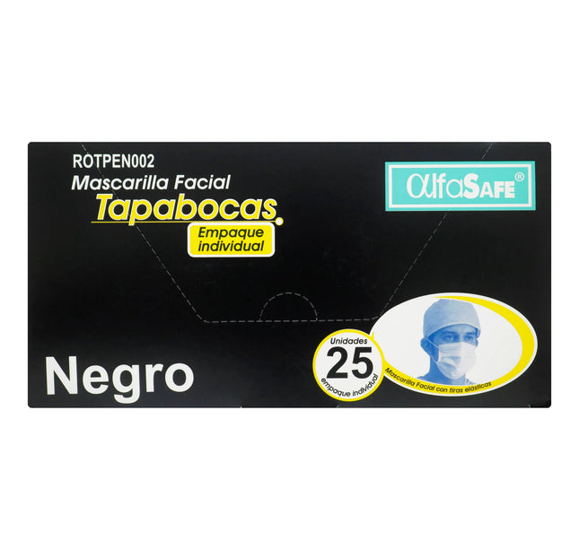 Tapabocas Alfa Safe Negro 25 Und