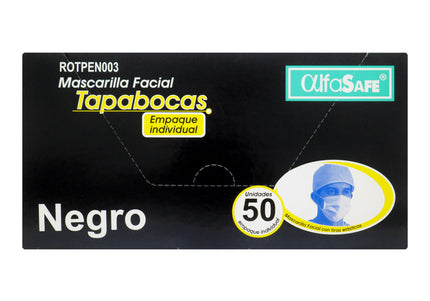 Tapabocas Alfa Safe Negro 50 Und
