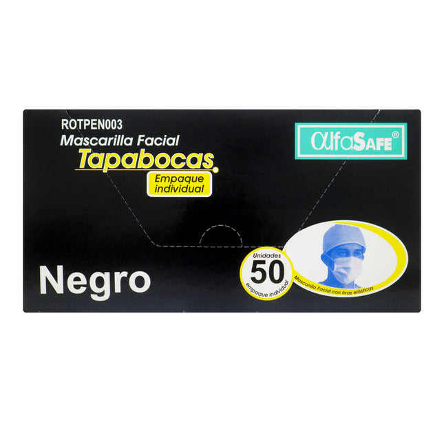 Tapabocas Alfa Safe Negro 50 Und