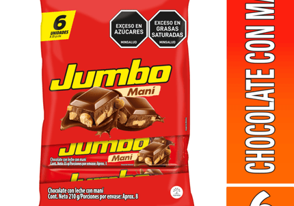 Chocolatina Jumbo Mani 35 Gr 6 Unds
