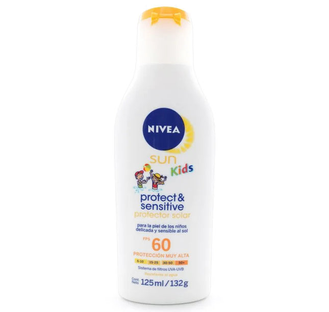 Bloqueador Nivea Sun Fps60 Kids Sensit.125 Ml
