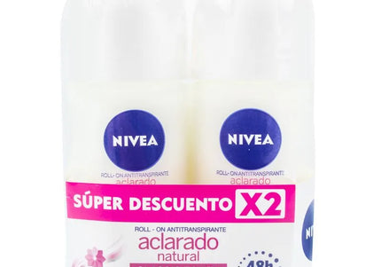 2 Desodorante  Nivea Roll on Aclarado Natural 50Ml M Super Descuento