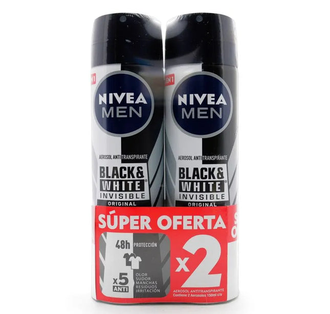2 Desodorante  Nivea Spray Black and White 150Ml Super Descuento