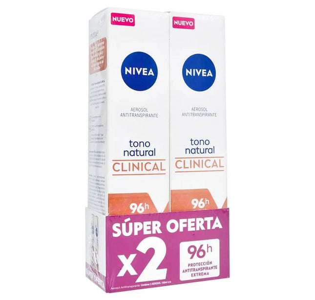 2 Desodorante Nivea Spray Clinical Tono Natural 150Ml