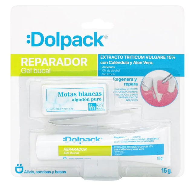 Gel Bucal Dolpack Reparador Triticum 15G+Pinzas + Algodón