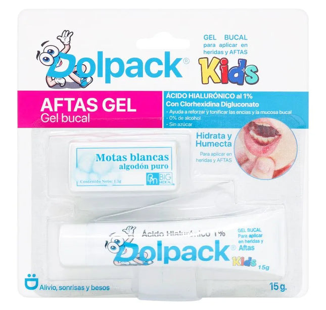 Gel Bucal Dolpack Kids Aftas 15G+Pinzas + Algodón