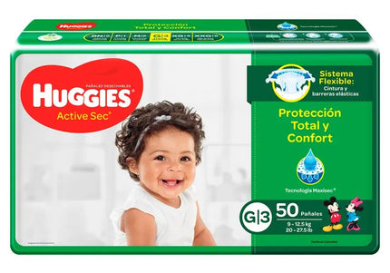 Pañales Huggies Active Sec Etapa 3 Gde 50 Und