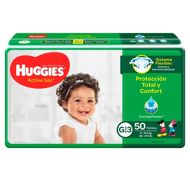 Pañales Huggies Active Sec Etapa 3 Gde 50 Und
