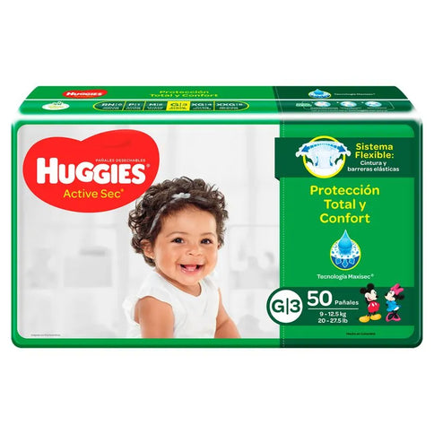 Pañales Huggies Active Sec Etapa 3 Gde 50 Und