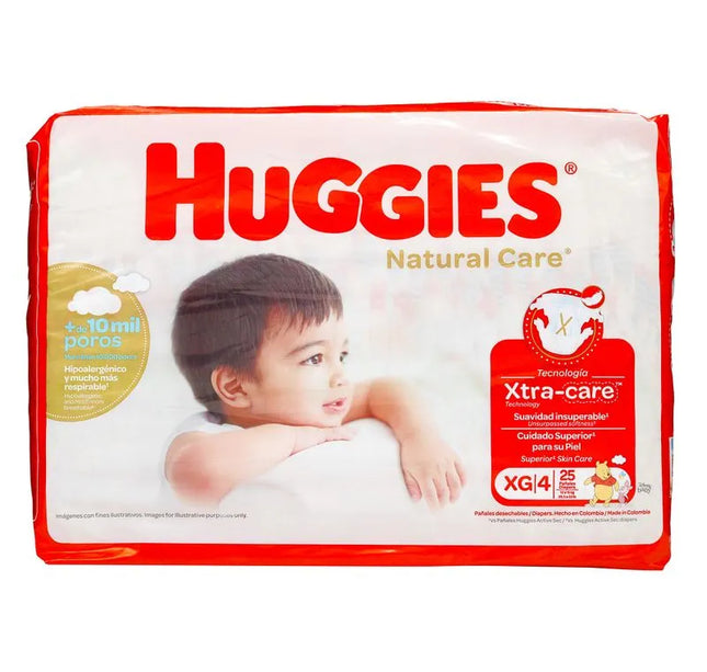 Pañales Huggies Natural Care Etapa 4 Xg.25 Unds