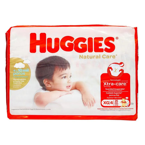 Pañales Huggies Natural Care Etapa 4 Xg.25 Unds