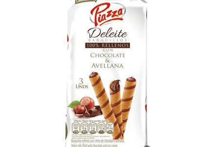 Barquillos Piazza Deleite Chocolate Avellana 3Und 30Gr