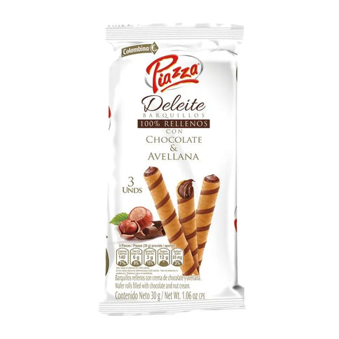 Barquillos Piazza Deleite Chocolate Avellana 3Und 30Gr