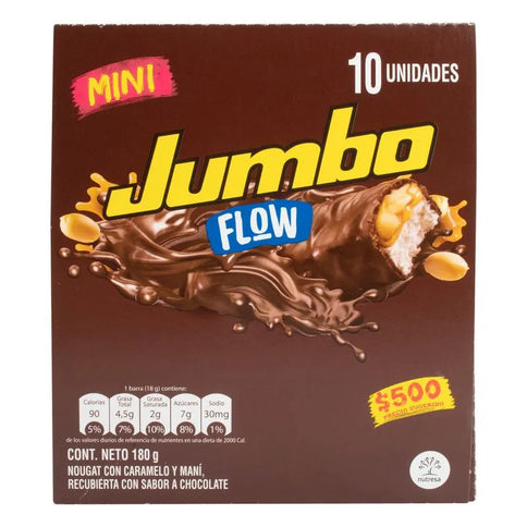 Chocolatina Jumbo Flow Leche 18 Gr 10 Unidades