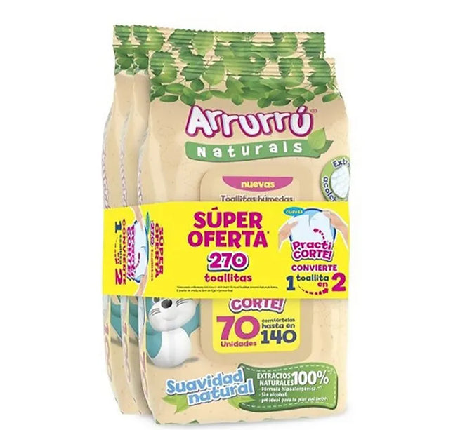 Toallitas Arrurru Avena Practicorte 270 Unidades