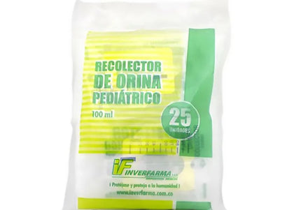Bolsa Recolectora de Orina Pediátrica 100Ml 25 Und Inverfarma