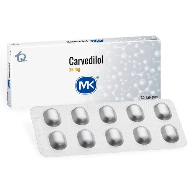 Carvedilol 25 Mg 30 Tabletas Mk