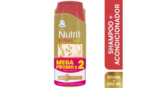 Champoo Nutrit Reparamax 600Ml + Acondicionador 550Ml
