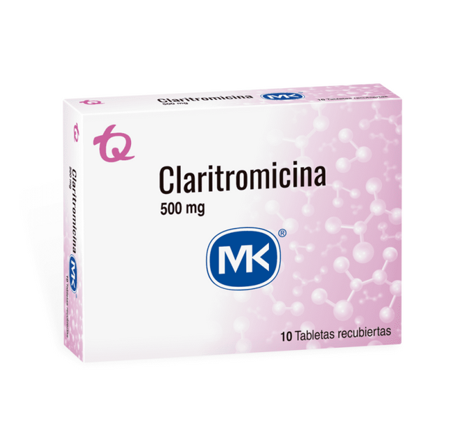 Claritromicina 500 Mg 10 Tabletas Mk