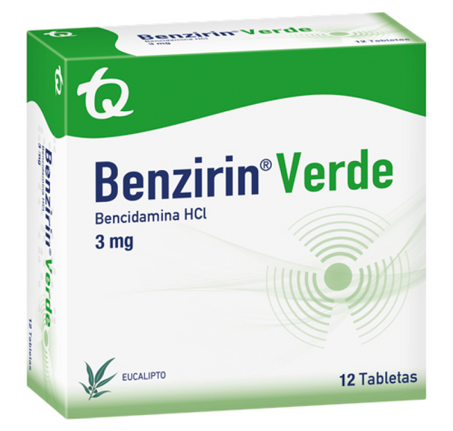 Benzirin Verde Eucalipto 12 Tabletas