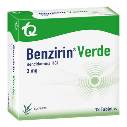 Benzirin Verde Eucalipto 12 Tabletas