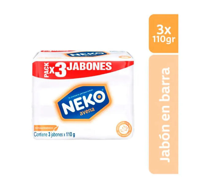 3 Jabón Antibacterial Neko Avena 110Grs