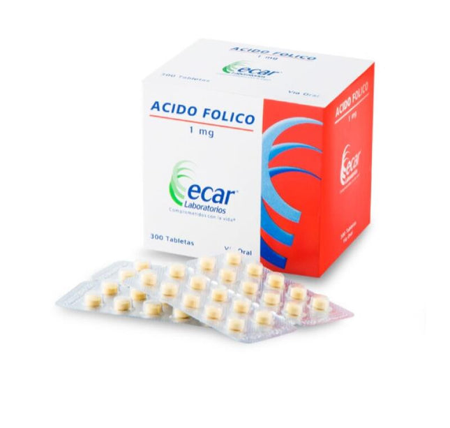 Acido Folico 1 Mg 300 Tabletas Ecar