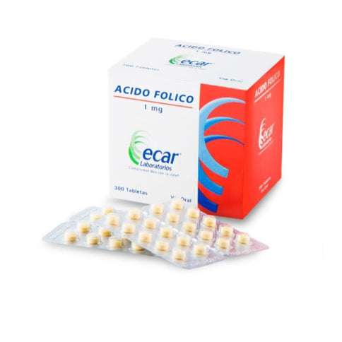 Acido Folico 1 Mg 300 Tabletas Ecar