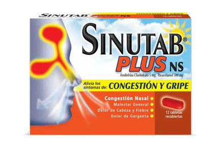 SINUTAB PLUS NS 12 TABLETAS