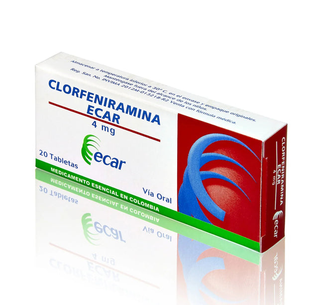 Clorfeniramina 4 Mg 20 Tabletas Ecar