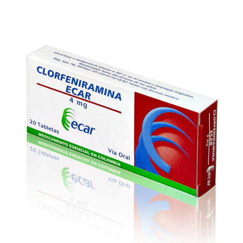 Clorfeniramina 4 Mg 20 Tabletas Ecar