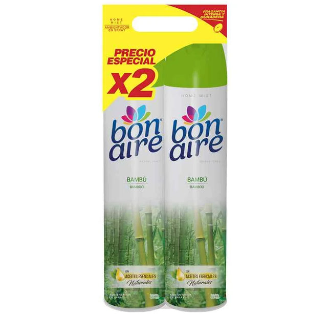 2 Ambientador Bonaire Spray Bambu 400 Ml