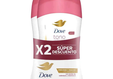 2 Desodorante Dove Barra Tono Uniforme Calen 45Gr M
