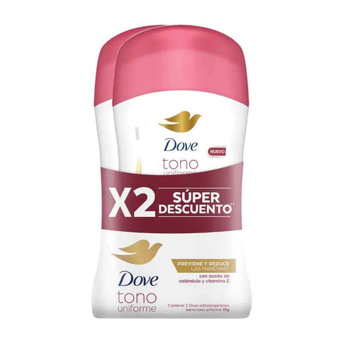 2 Desodorante Dove Barra Tono Uniforme Calen 45Gr M