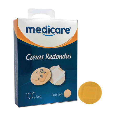 Curas Medicare Redondas Color Piel 100 Unidades