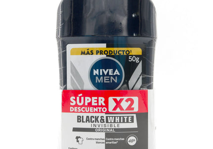 2 Desodorante  Nivea Barra Black White 50Gr