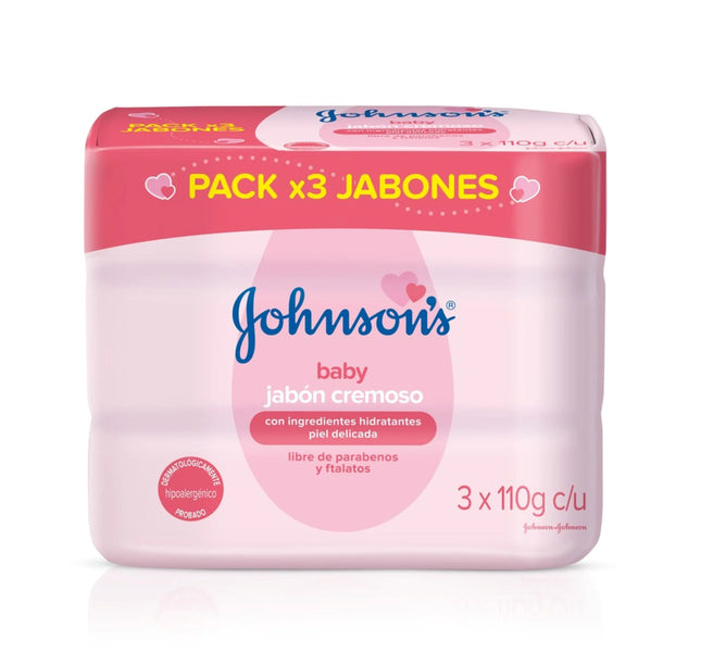 3 Jabón Johnsons Baby Humectante 110 Gr