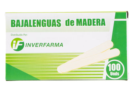 Bajalenguas Madera 100 Und Inverfarma