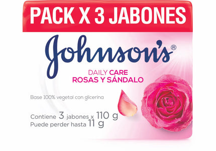 3 Jabón Johnsons Adulto Rosas Y Sandalo 110 Gr