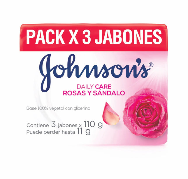 3 Jabón Johnsons Adulto Rosas Y Sandalo 110 Gr