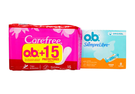 Tampon Original Ob Super 8 Unidades + Protector Carefree 15