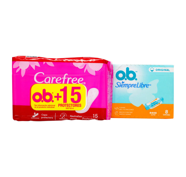 Tampon Original Ob Super 8 Unidades + Protector Carefree 15