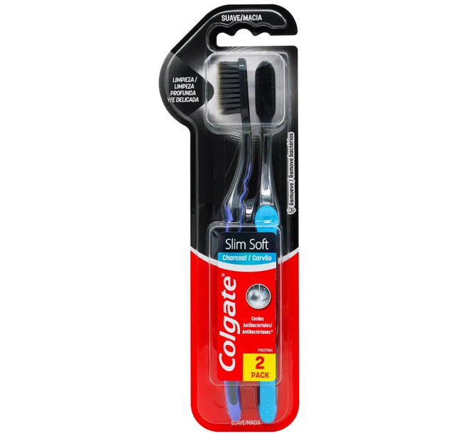 2 Cepillo Colgate Slim Soft Carbon Activado